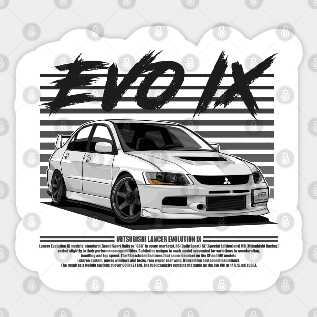 MITSUBISHI LANCER EVOLUTION IX - WHITE Sticker by HFP_ARTWORK